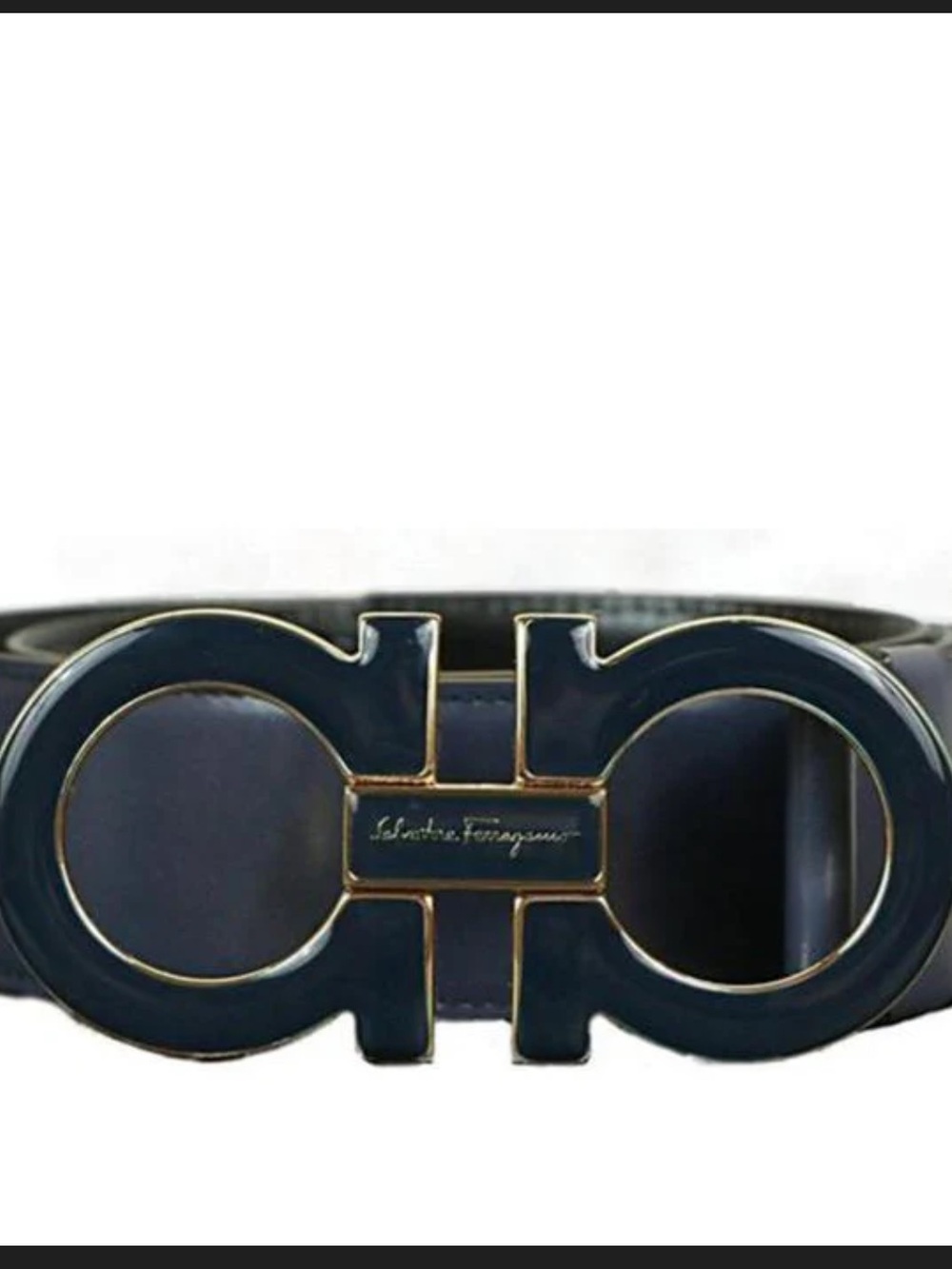 Salvatore Ferragamo Double Gancini Belt with Gold Hardware